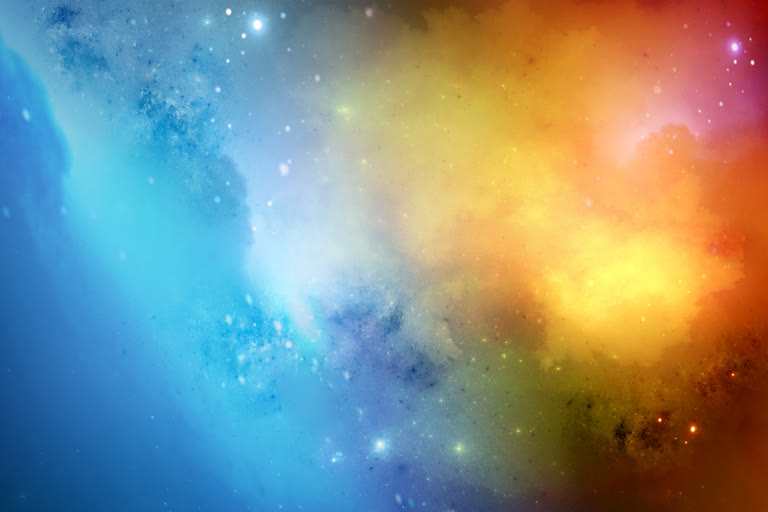 有一个彩色的星系图像,背景是星星