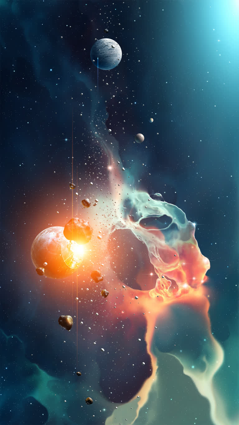 有一个以行星为背景的太空场景图像