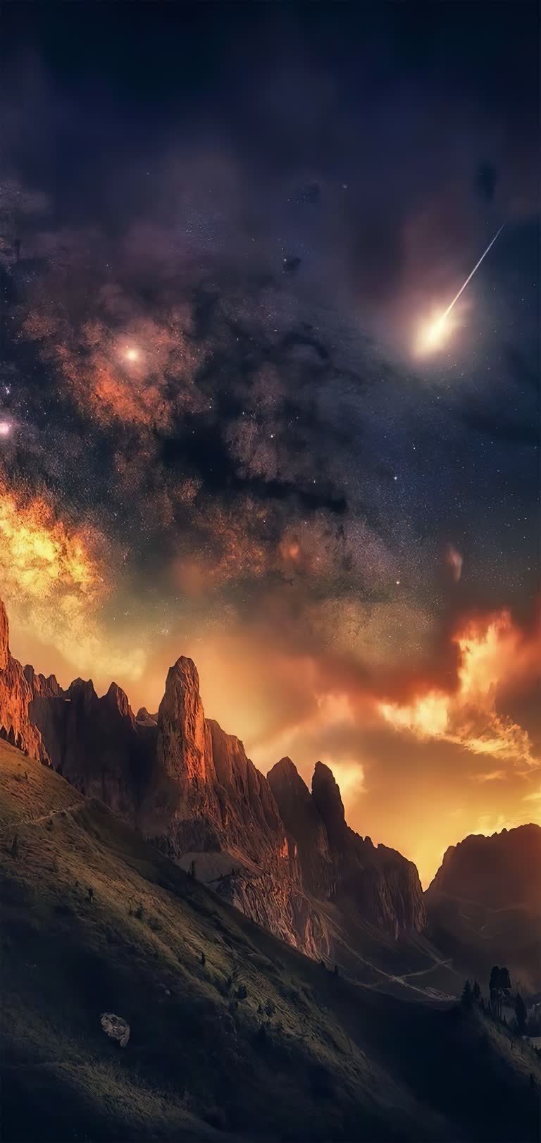 有一座山,上面有一颗星星在天空中