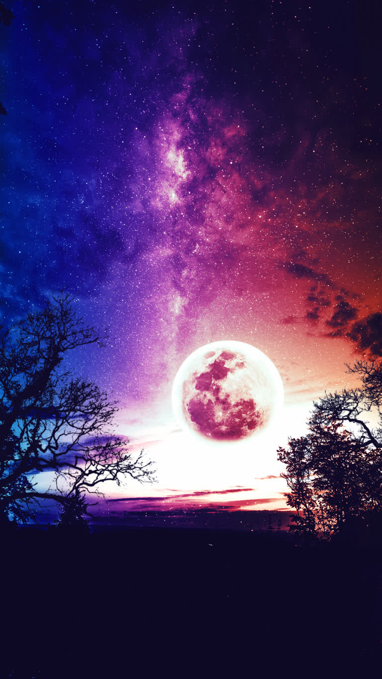 夜空中有一张满月的画面