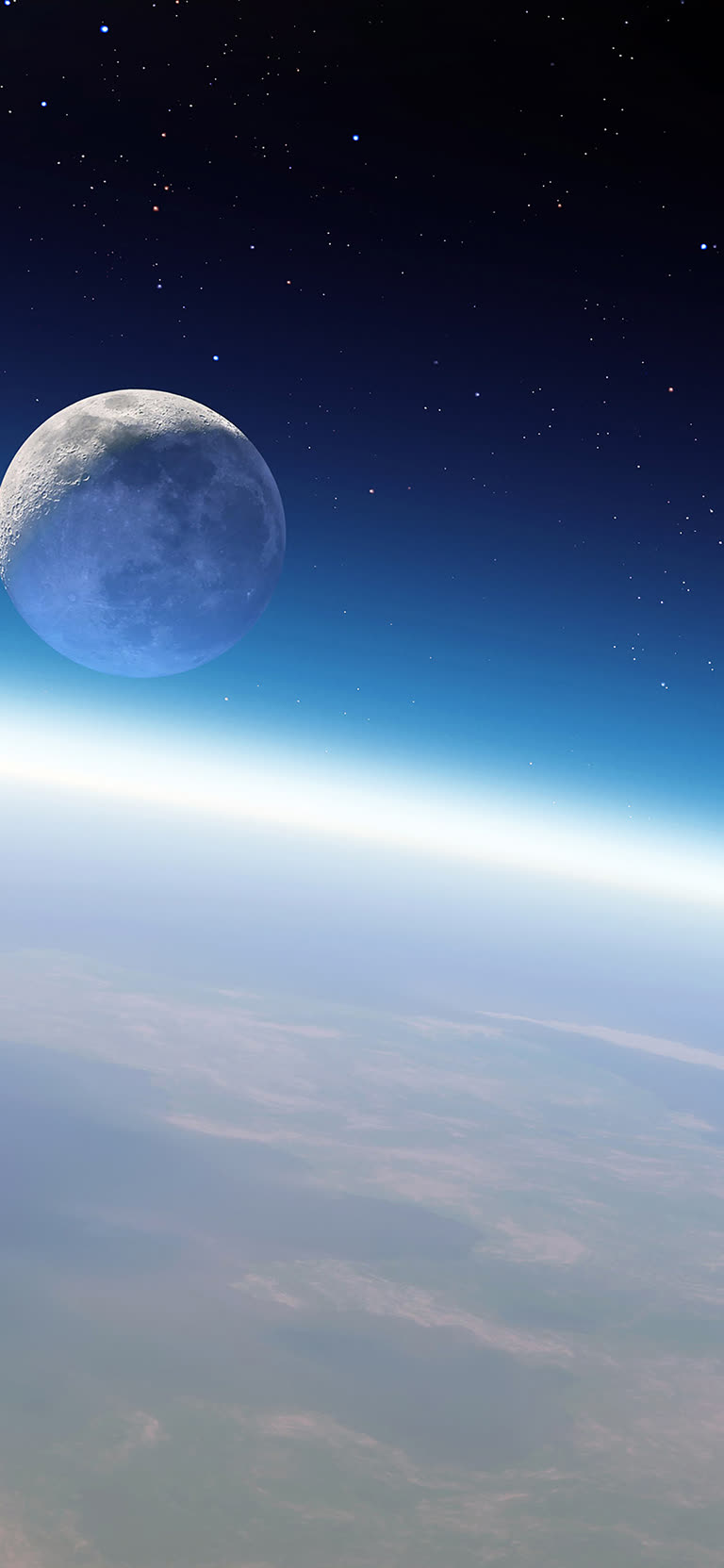 从太空可以看到月球和地球